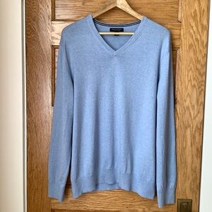 BANANA REPUBLIC Luxury Blend Light Blue V-Neck Silk Sweater Size XL
